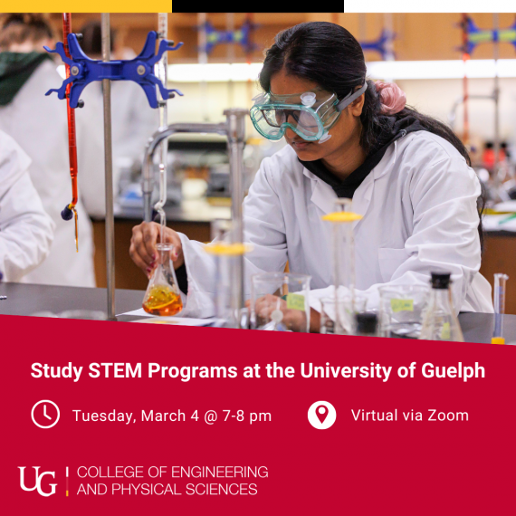 Graphic with student working in a chemistry lab with details of the event.