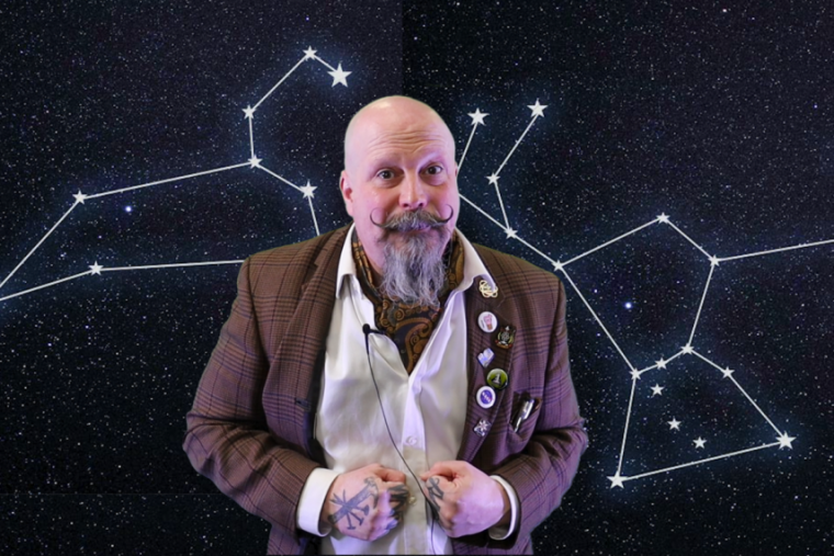 Image of Orbax standing in front of a constellation