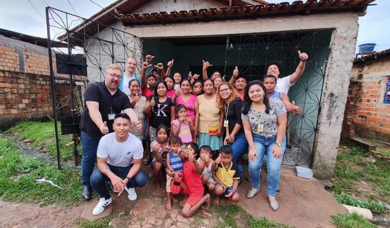 Image of Darryl Huard in Brazil surrounded by people