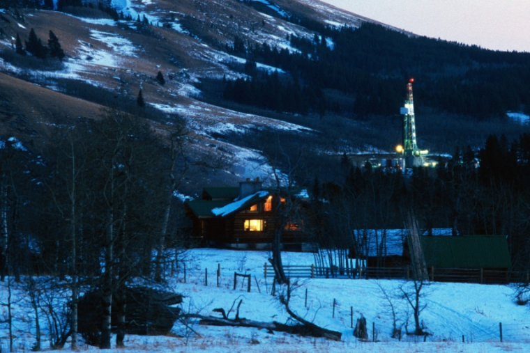 Snowy image of mountain/ forest area in the Prairies. 