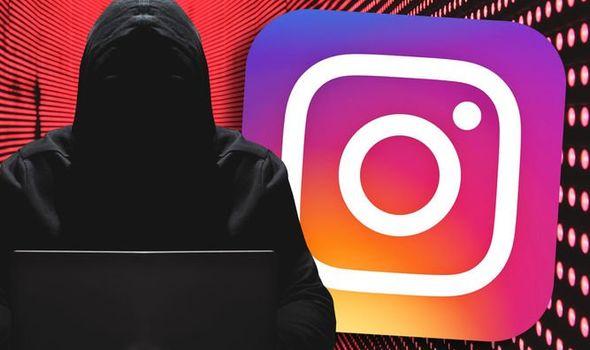 Image of the Instagram logo and a hacker 
