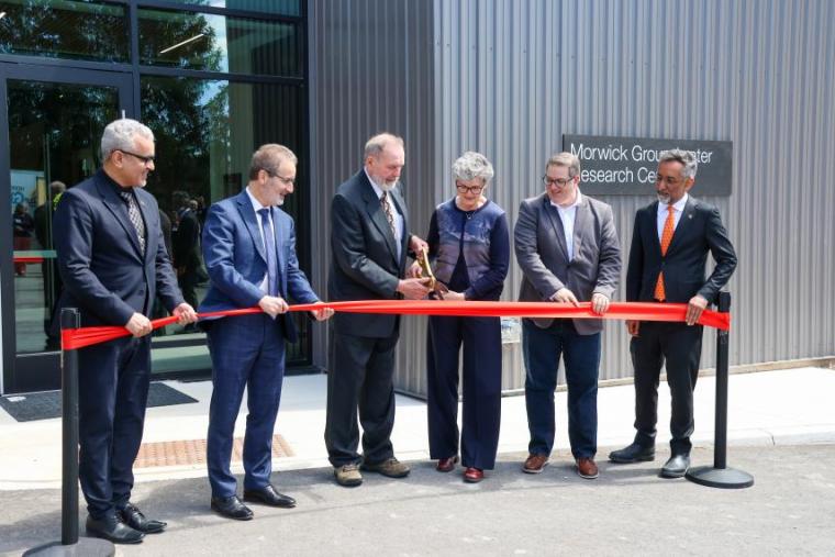 Ribbon cutting ceremony at the Morwick Groundwater Research Centre.