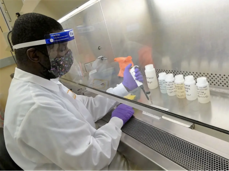 Lawrence Goodridge working in lab