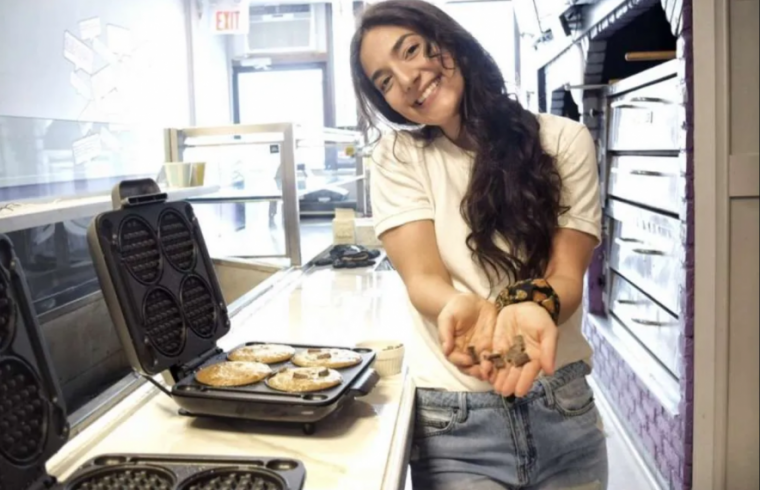 Domenique Mastronardi making waffles.