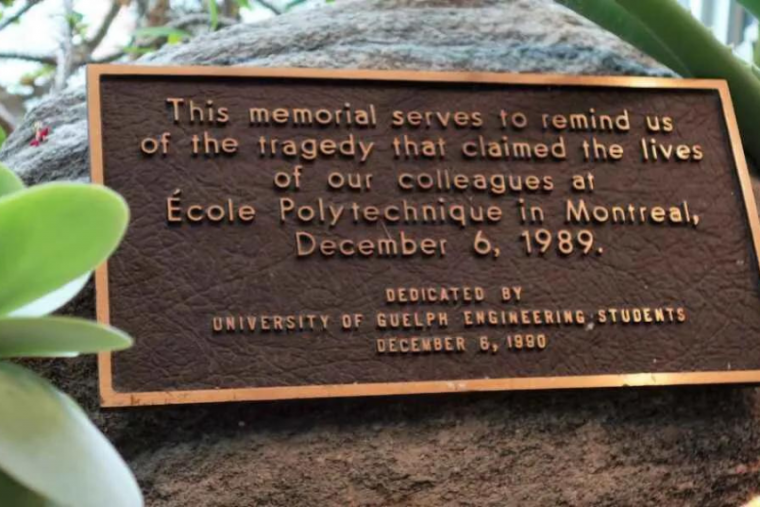 Plaque in memory of the École Polytechnique Tragedy.
