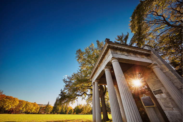 Portico during the summer. 