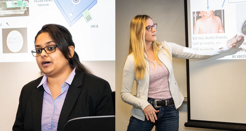 CEPS 3MT Finalists Saipriya and Jennifer during their presentations