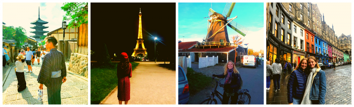  A student in the streets of Japan, Paris, the Netherlands, and Scotland