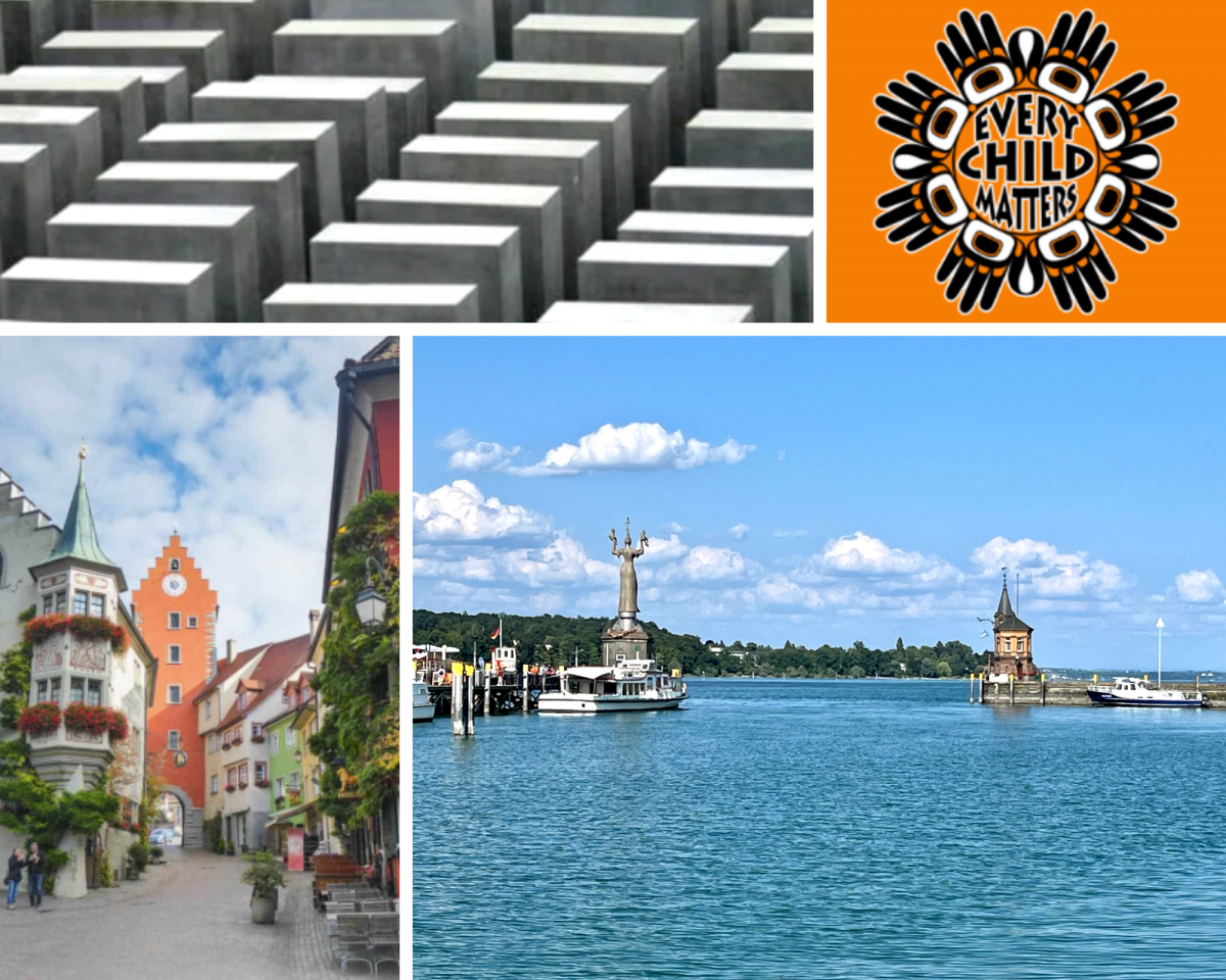 Germany fieldl school - pictures of holocaust memorials, an Every Child Matters logo, and other pictures of Germany