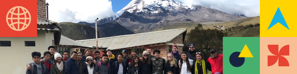 Students in Ecuador posing for group shot with GSO Icons - this field school is eligible for GSO funding
