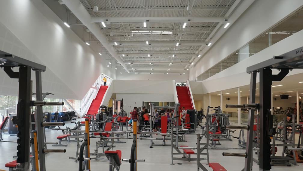Inside of a weight room in a gym