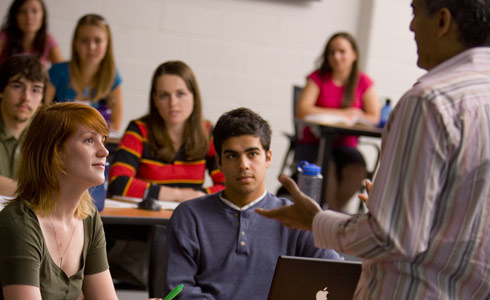 Students in a Guelph classroom listening to an instructor
