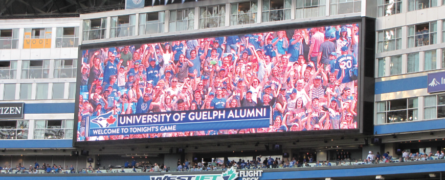 University of Guelph Alumni on Jumbotron at Blue Jays Game