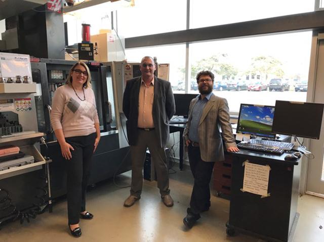 Accelerator Guelph associate director Dana McCauley and researchers Ibrahim Deiab and John Cloutier. Photo courtesy of Dana McCauley