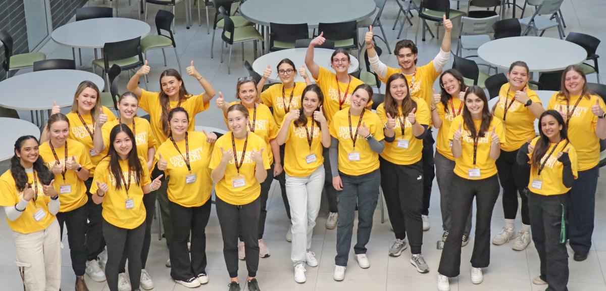 GoENGGirl volunteers standing in the Thornborough Atrium