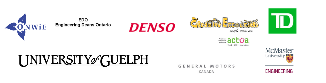  ONWiE, EDO, DENSO, Creative Encounters with Science, TD, University of Guelph, General Motors, actua, McMaster University