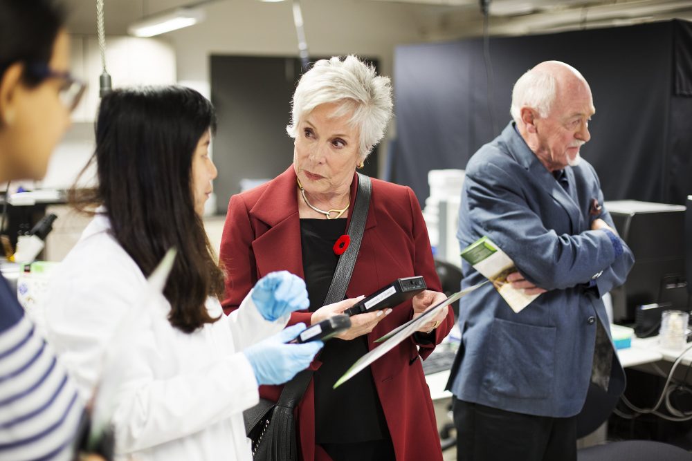 Francine Barrett, centre, during a tour of the School of Engineering