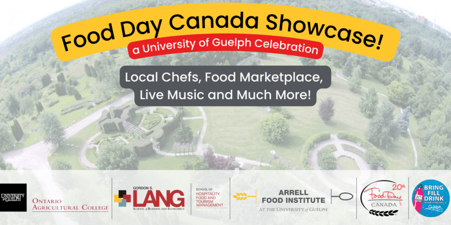 Food Day Canada Showcase with an ariel graphic of the U of G ground