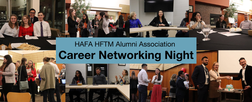 Collage of students and alumni at the previous career networking night