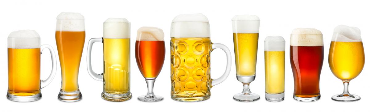 Assortment of Full Beer Glasses