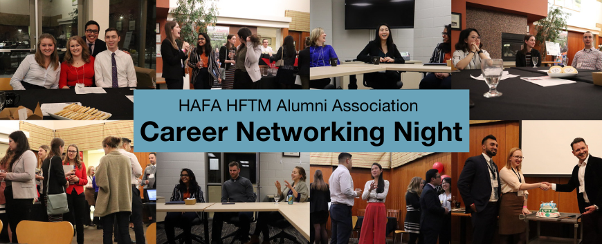 Collage of students and alumni at the previous career networking night