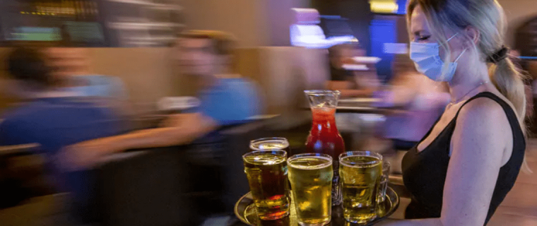 Blurred photo of restaurant staff working