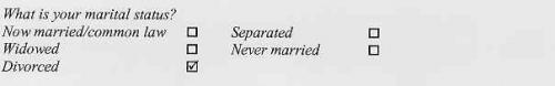 Multiple Choice question that asks "What is your marital status?"