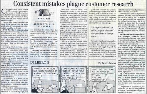 News Article called "Consistent mistakes plague customer research"