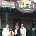 Statia Elliot in front of Witsend Pub in Quebec