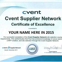 CVENT Certificate of Excellence 