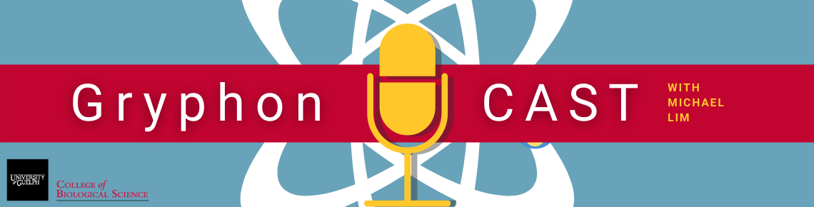 The podcast banner with an image of a microphone and the title Gryphon CAST