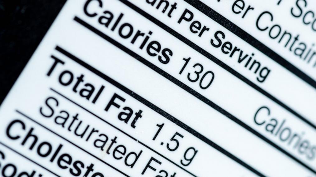 A photograph of a nutrition label.