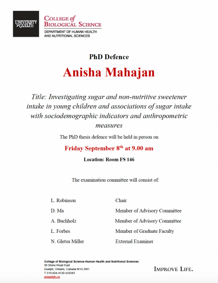 The poster for Anisha's defence, containing the same information that is listed on this event page.