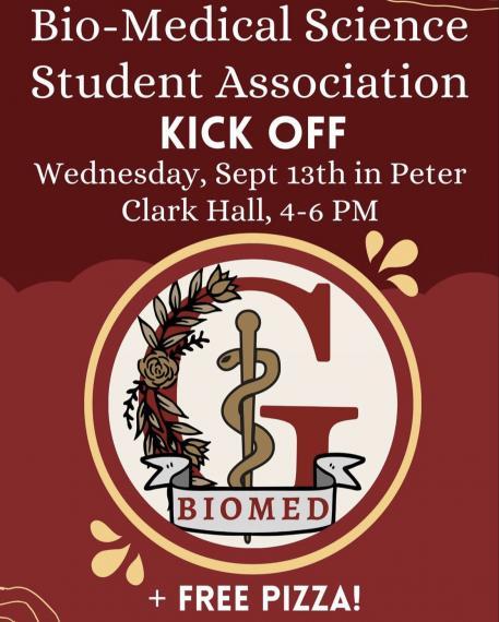 An image of a poster about the Bio-Medical Sciences Student Association's event containing the same information as this posting, along with their logo.