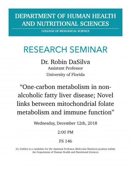 Poster: "Research Seminar - Dr. Robin Da Silva"