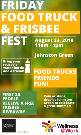 A poster for "Friday Food Truck & Frisbee Fest"