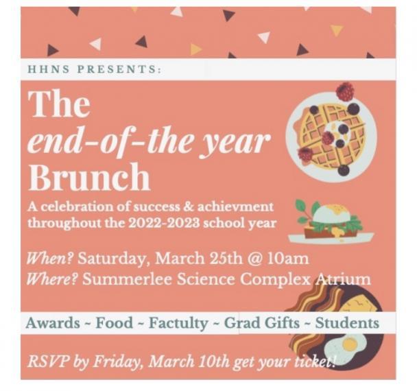 An image of a poster about the HHNS Undergraduate Student Brunch containing the same information as above.
