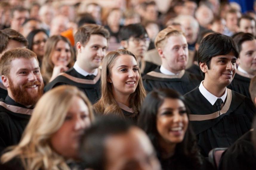 A photograph of U of G students in ceremonial gowns