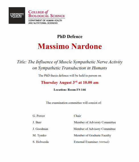 The poster for Massimo's defence, containing the same information that is listed on this event page.