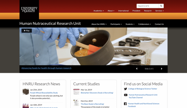 A screenshot of the new HNRU website