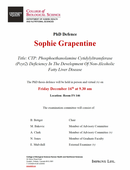 The poster for Sophie's defence, containing the same information that is listed on this event page.