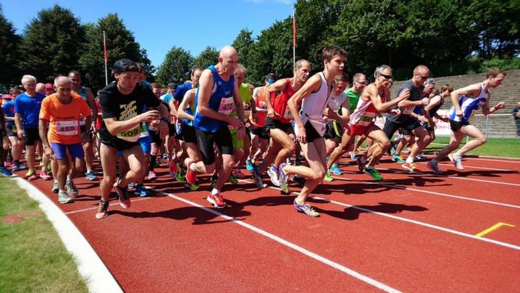 A photograph of elderly runners competing.