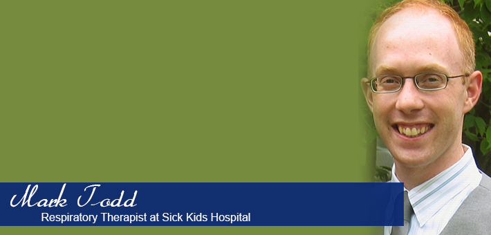 2005 Human Kinetics Alumnus Mark Todd, Respiratory Therapist at Sick Kids Hospital.