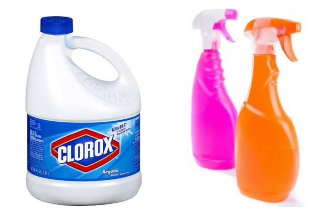  Clorox bleach and disinfectant spray bottles