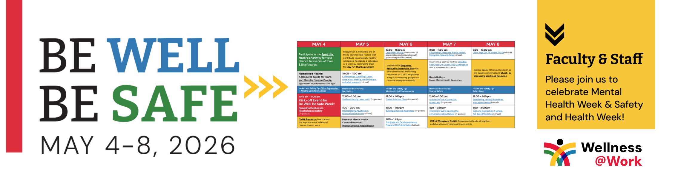 Be Well Be Safe Week 2026 schedule 