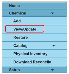 Click View/Update under the Chemical Heading