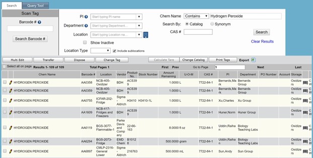 Searching by CAS number