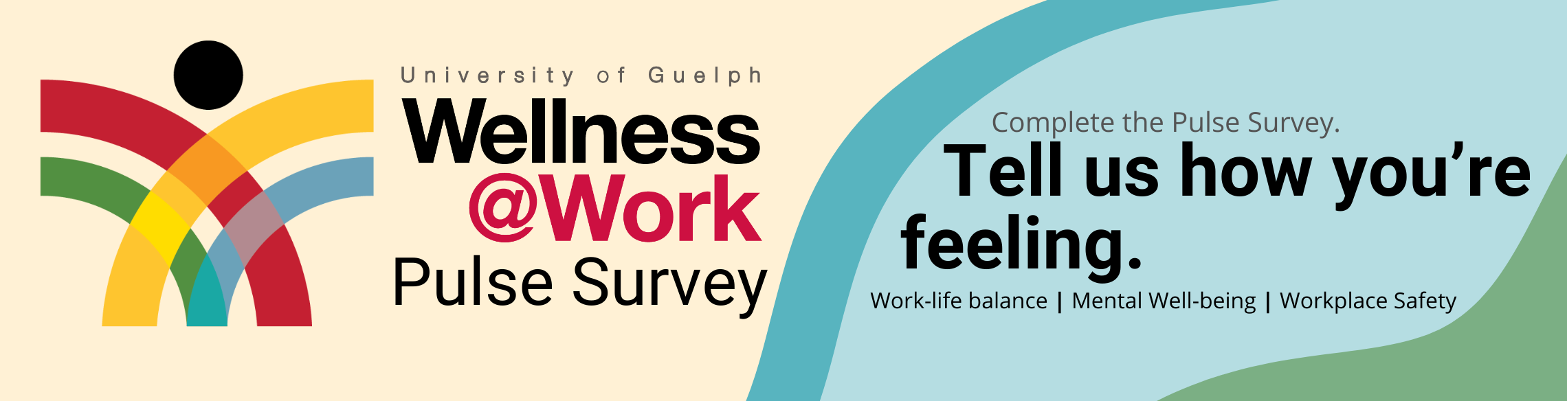 Wellness@Work logo with "Pulse Survey" written on yellow and blue background. 