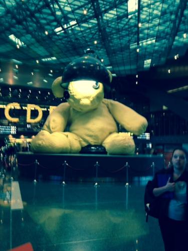 Giant teddy bear in Doha Airport