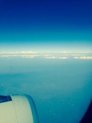 View of mountain and landscape from the plane